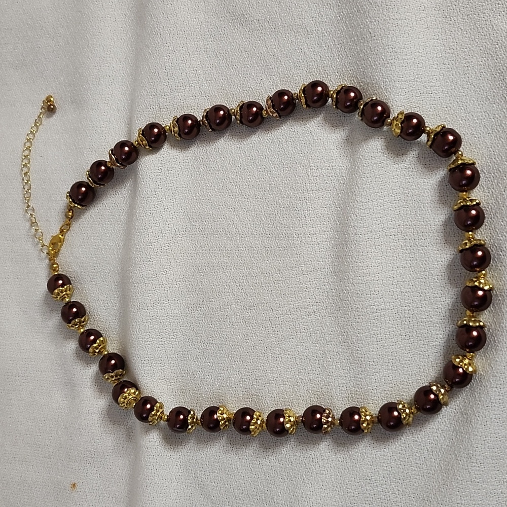 Purple beaded necklace and Earring set - Picture 2 of 12